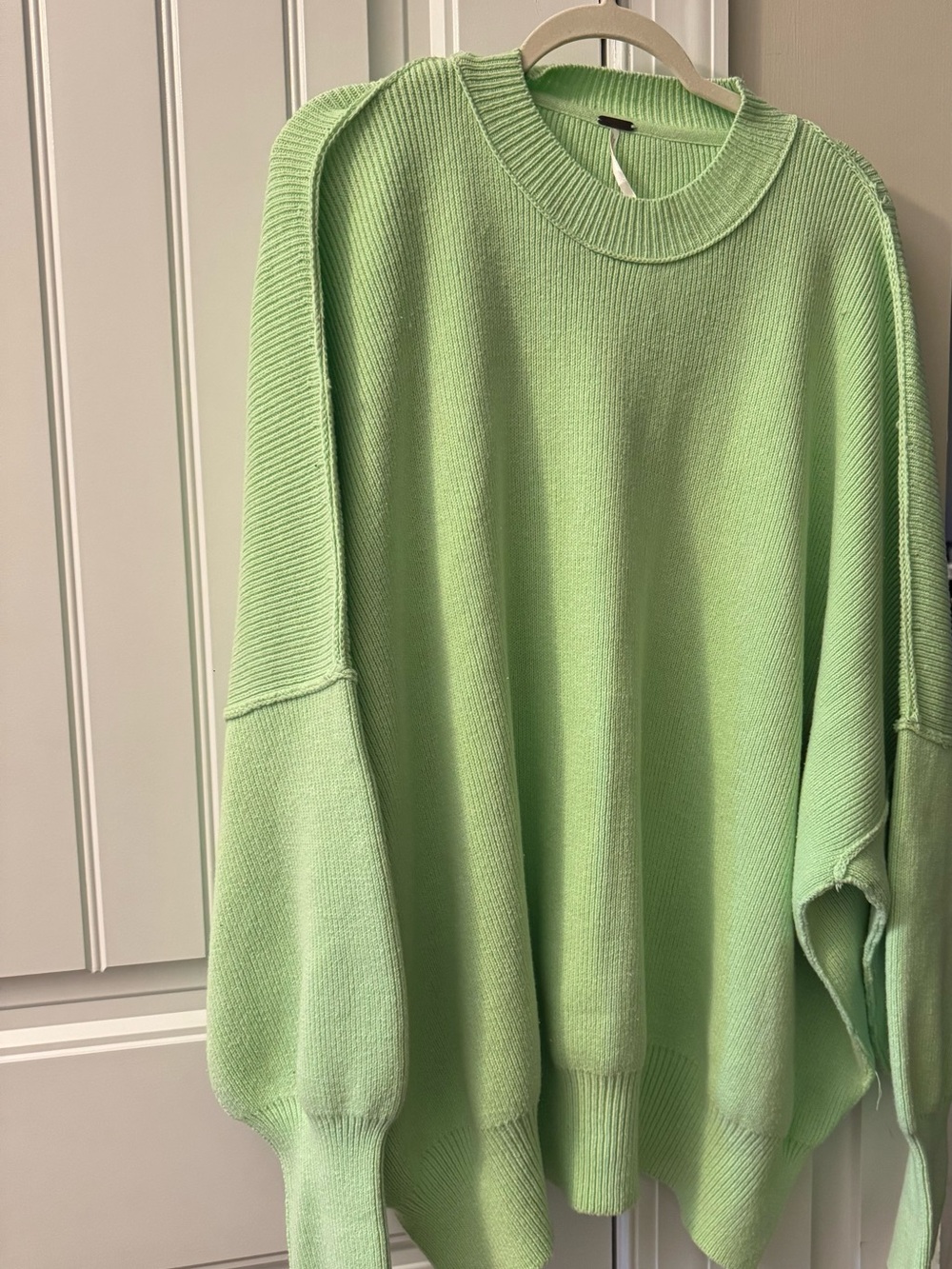 Free People Easy street Light Green Oversized Crewneck Sweater